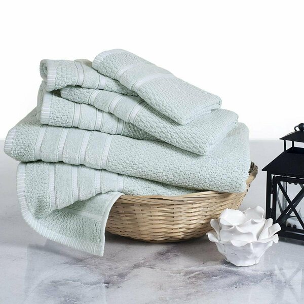 Bedford Home Home 100 Percent Cotton Rice Weave 6 Piece Towel Set - Seafoam 67A-74247